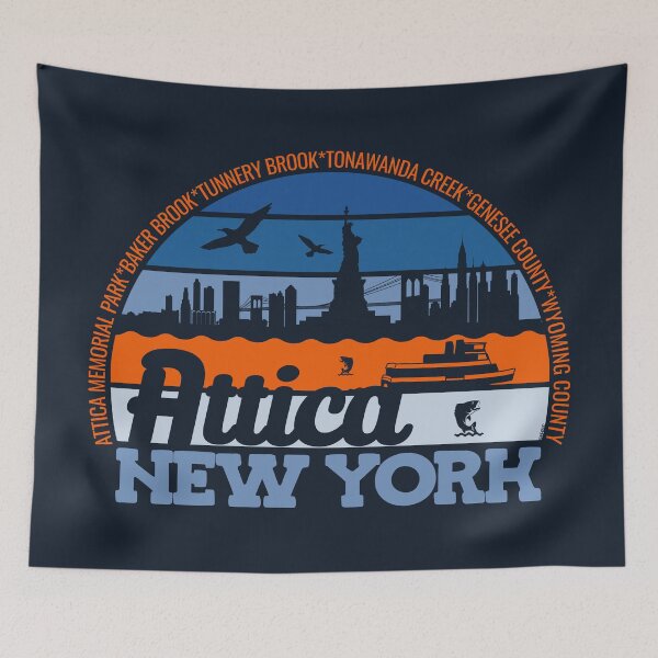 Item preview, Attica New York Sunset Retro Vintage Local Pride Logo designed and sold by CRHPOD20.