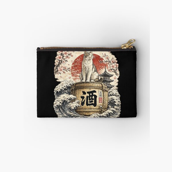 Item preview, Sake Cat | Japanese Ukiyo-e Wave Barrel Art designed and sold by Aguri-tei.