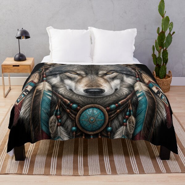 Item preview, Gray Timber Wolf Tribal Feather Design designed and sold by FREENATION2026.
