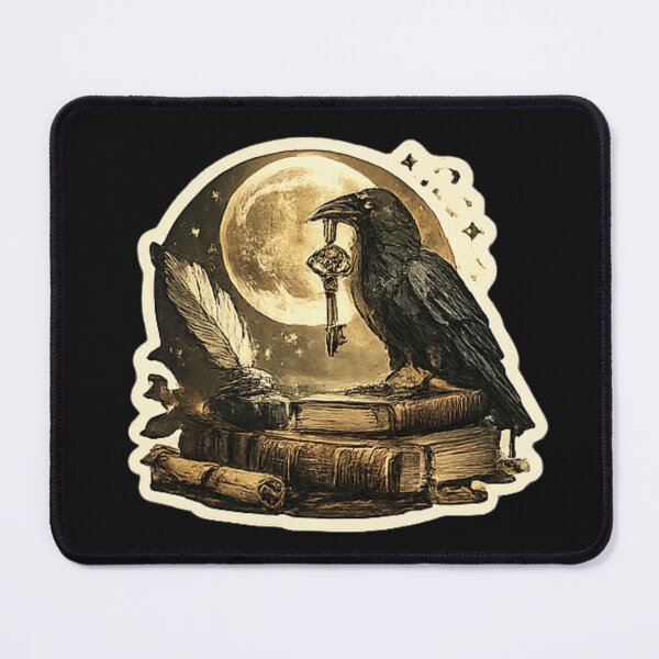Item preview, Mystic Raven and the Moon Key – Vintage Gothic Fantasy Design designed and sold by vansaidshop ⭐⭐⭐⭐⭐.