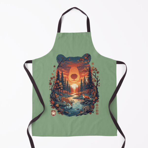 Item preview, Japanese Forest Wildlife Sunset Bear Silhouette Nature Art designed and sold by Milasneeze.