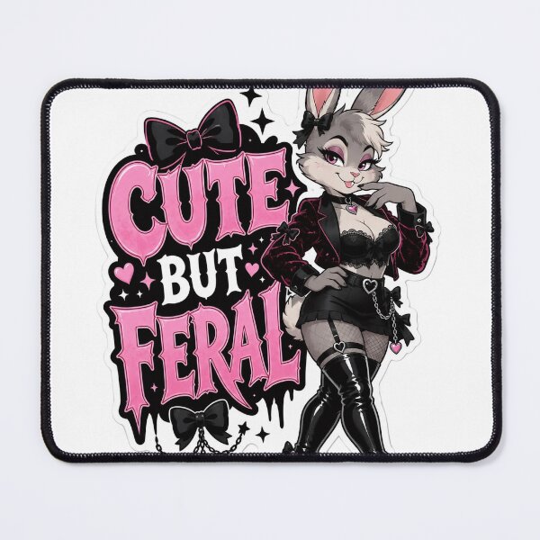 Item preview, Cute But Feral Dark Glam Bunny Furry designed and sold by Furrenzy.