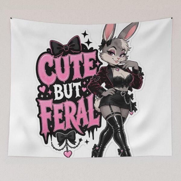Item preview, Cute But Feral Dark Glam Bunny Furry designed and sold by Furrenzy.