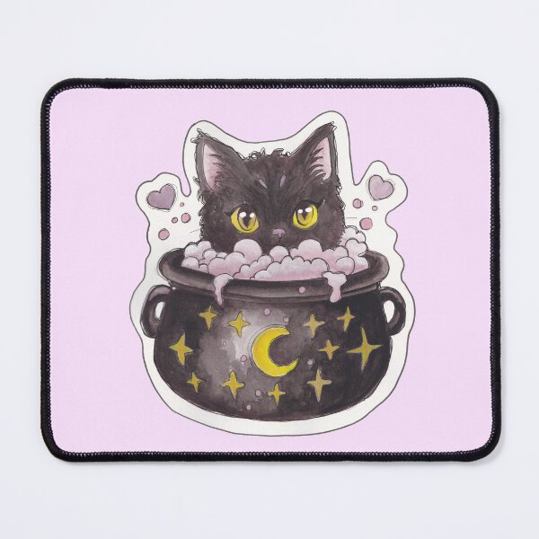 Item preview, Cauldron Kitty — Cute Hand Drawn Gothic Cat Art designed and sold by Darkfully-Done.
