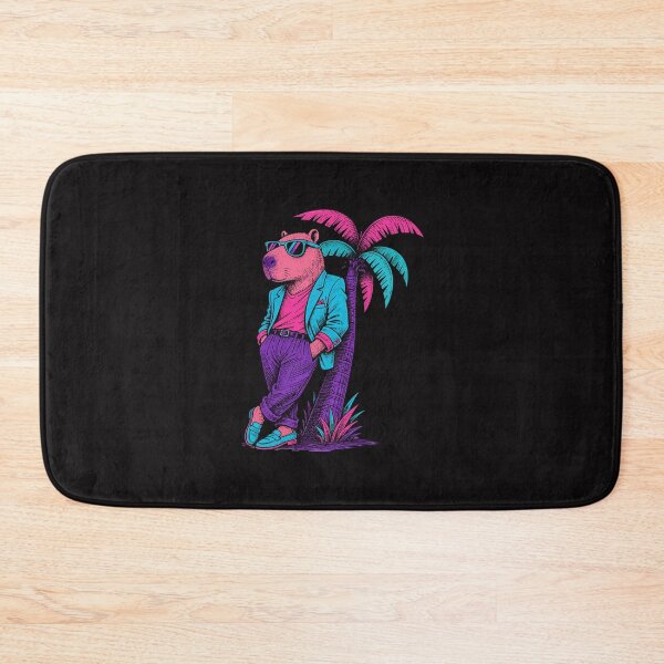 Item preview, Neon Nights Retro Capybara designed and sold by AwesomeBeyondLimits.