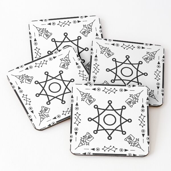 Item preview, Minimalist star mandala seamless unit with abstract celestial symbols designed and sold by Longsilp.