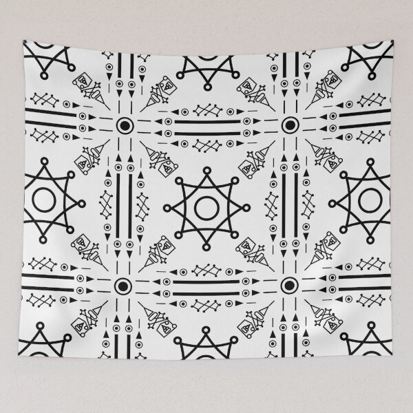 Item preview, Minimalist star mandala seamless unit with abstract celestial symbols designed and sold by Longsilp.