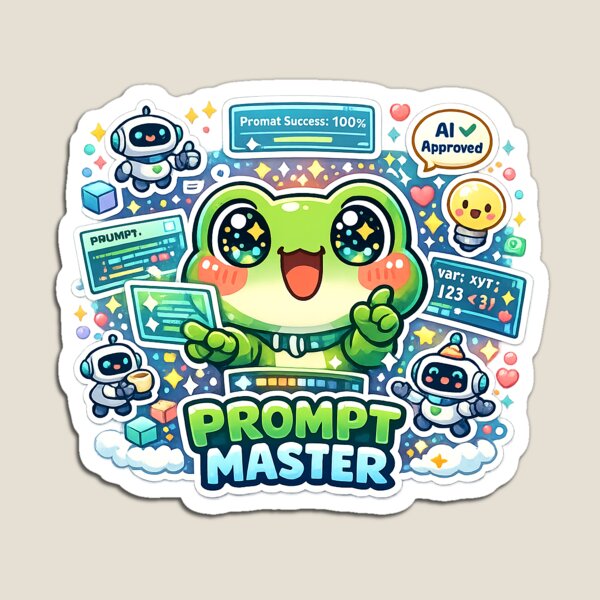 Item preview, Kawaii Frog Prompt Master AI Sticker designed and sold by Cozy404Lab.