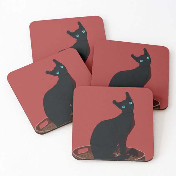 Item preview, Gothic Black Sphynx Cat Blue Eyes Occult Art designed and sold by Rhapsodic1290.