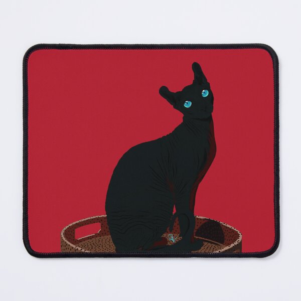 Item preview, Gothic Black Sphynx Cat Blue Eyes Occult Art designed and sold by Rhapsodic1290.