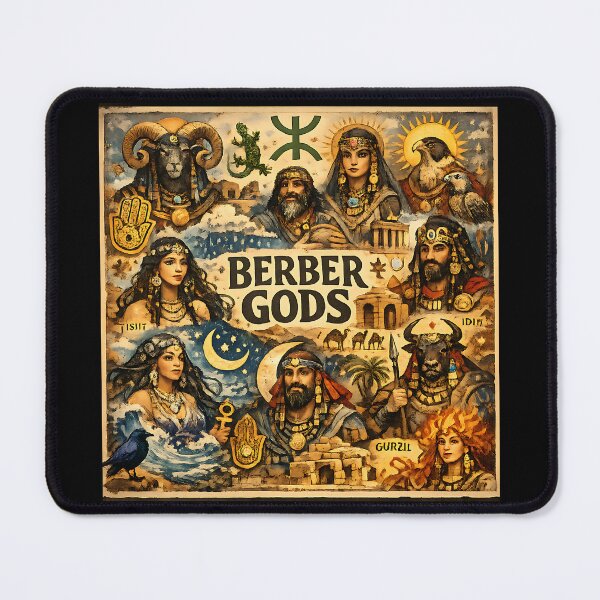 Item preview, Berber Gods Collage | Ancient Amazigh Mythology Pantheon Art Featuring Gurzil, Tanit & Ifri designed and sold by RockyLambda.