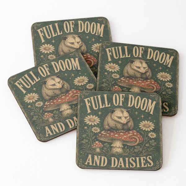 Item preview, Full of Doom and Daisies Grumpy Possum Goblincore designed and sold by POD DYNASTY | Original Print On Demand T-Shirt Graphics.