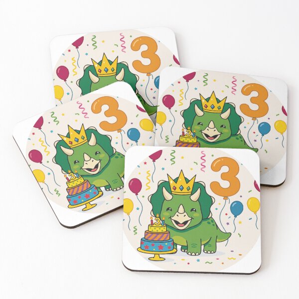 Item preview, Three Ceratops green 3rd birthday boy/girl gift dino lover designed and sold by Tronstell.
