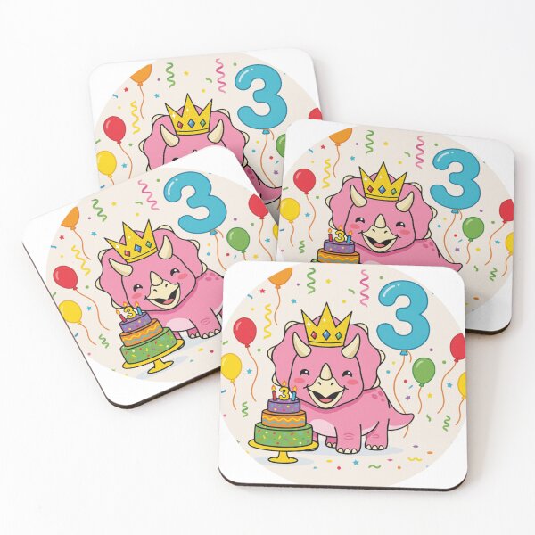 Item preview, Three Ceratops pink 3rd birthday girl gift dino lover designed and sold by Tronstell.