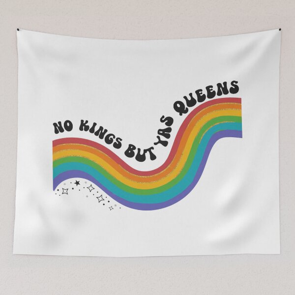 Item preview, No Kings but YAS QUEENS: Rainbow LGBTQ Pride Ally Anti Trump Groovy Protest designed and sold by toongstudio.