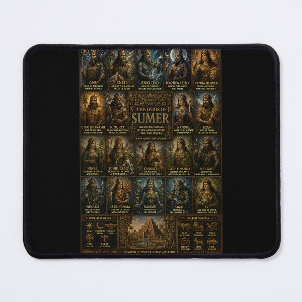 Item preview, Sumerian Gods Collage | Ancient Mesopotamian Mythology Pantheon Art Featuring Enki, Enlil, Inanna & Utu designed and sold by RockyLambda.