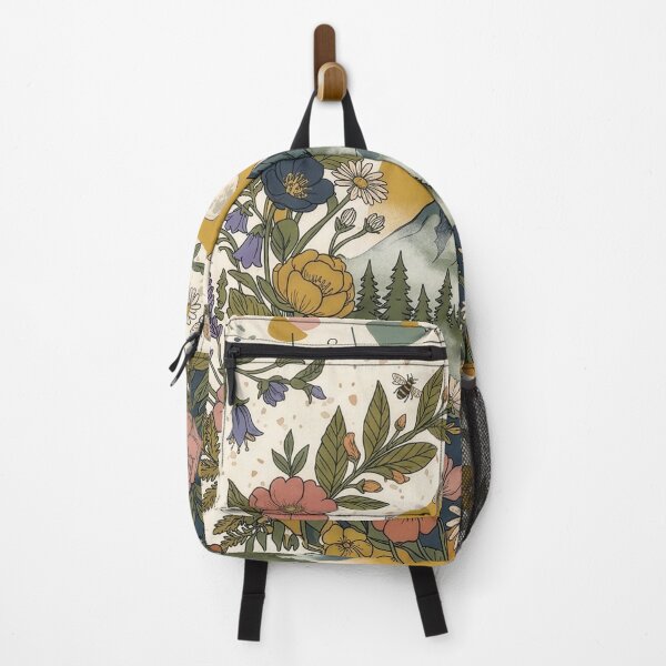 Item preview, floral mountain dragonfly bees cats retro nature  designed and sold by Kate1art.