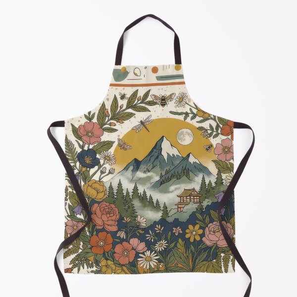 Item preview, floral mountain dragonfly bees cats retro nature designed and sold by Kate1art.