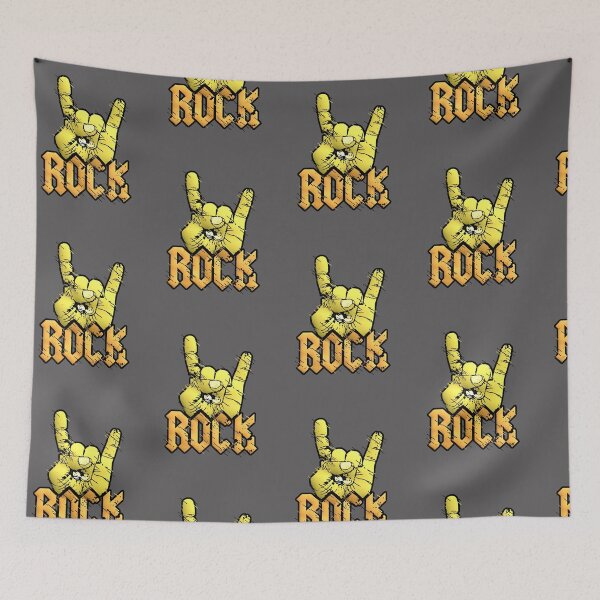 Item preview, ROCK Horns Hand Gold Metal Vintage designed and sold by AstronautMerch.