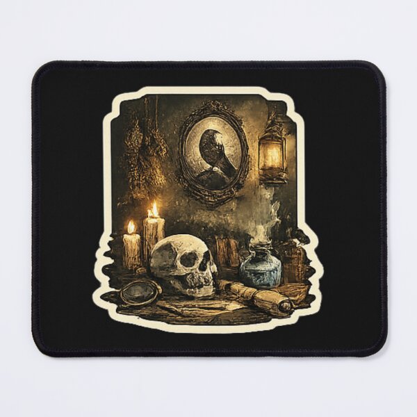 Item preview, Dark Alchemist's Study – Gothic Skull and Candle Vintage Art designed and sold by vansaidshop ⭐⭐⭐⭐⭐.