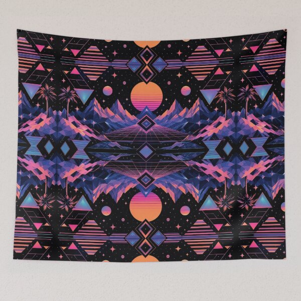 Item preview, retro abstract design sunset mountain red purple triangle  designed and sold by Kate1art.