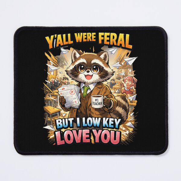 Item preview, Y'all Were Feral But I Low Key Love You Anime Raccoon Teacher designed and sold by HiPatti.