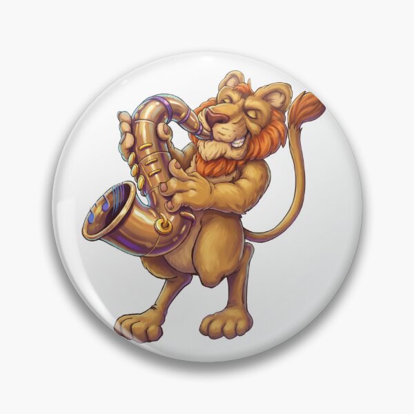 Item preview, Cool Kat – Saxophone Lion Cartoon Character designed and sold by NeonSpiritArt.