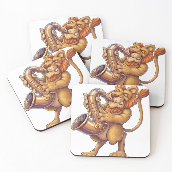Item preview, Cool Kat – Saxophone Lion Cartoon Character designed and sold by NeonSpiritArt.