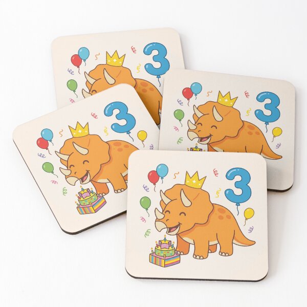 Item preview, Three Ceratops orange 3rd birthday boy/girl gift dino lover designed and sold by Tronstell.