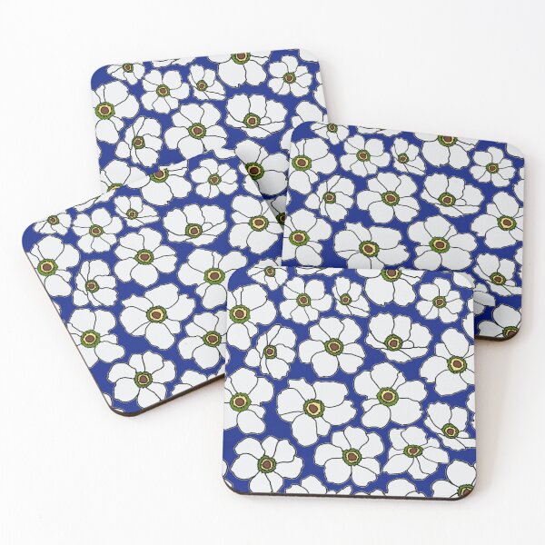 Item preview, Modern Poppy Flowers On Cobalt Blue designed and sold by Phat Dog Designs .