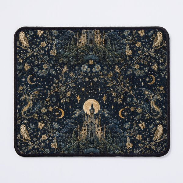 Item preview, night castle cozy fantasy owl moon designed and sold by Kate1art.
