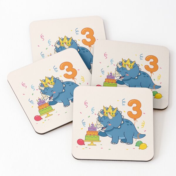 Item preview, Three Ceratops blue 3rd birthday boy/girl gift dino lover designed and sold by Tronstell.