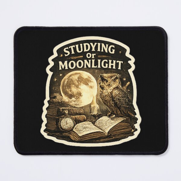Item preview, Studying by Moonlight – Owl Dark Academia Reading Design designed and sold by vansaidshop ⭐⭐⭐⭐⭐.