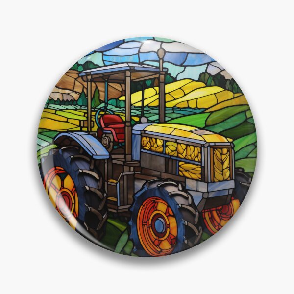 Item preview, Stained Glass Farm Tractor Landscape designed and sold by pinkal.
