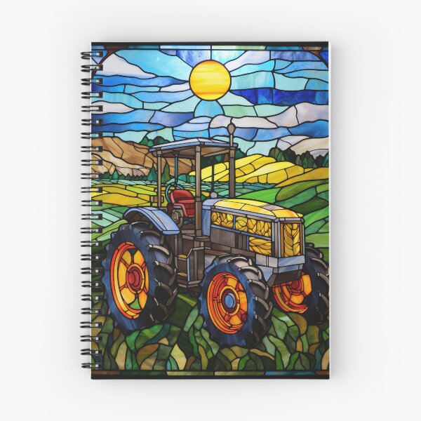 Item preview, Stained Glass Farm Tractor Landscape designed and sold by pinkal.