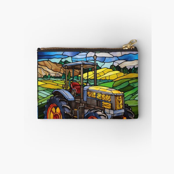 Item preview, Stained Glass Farm Tractor Landscape designed and sold by pinkal.
