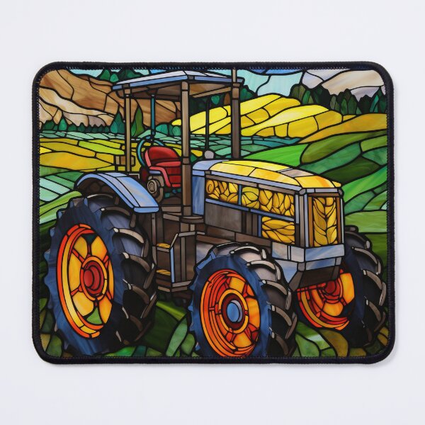Item preview, Stained Glass Farm Tractor Landscape designed and sold by pinkal.