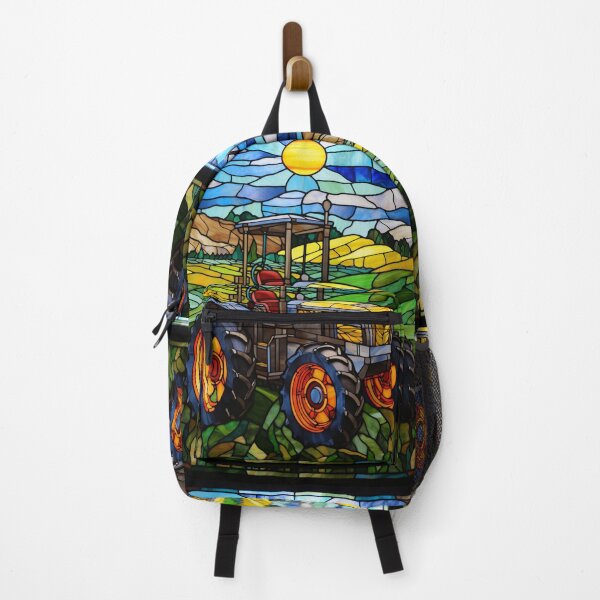 Item preview, Stained Glass Farm Tractor Landscape designed and sold by pinkal.