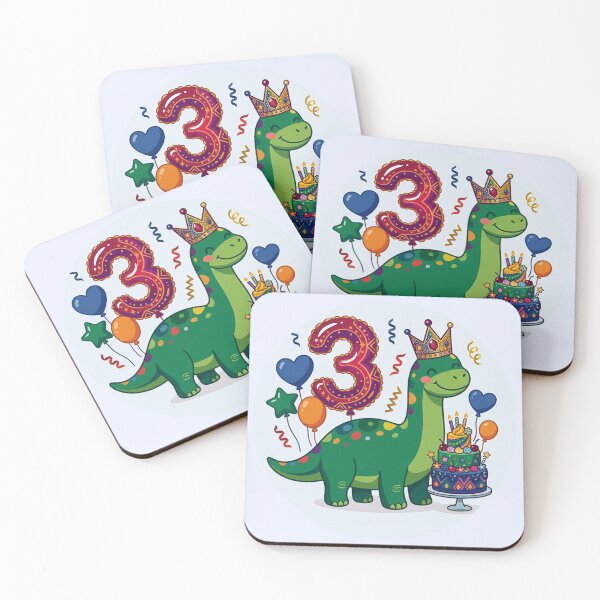 Item preview, Three long neck green dino 3rd birthday boy/girl gift dino lover designed and sold by Tronstell.