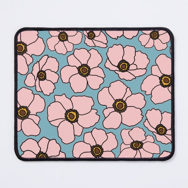 Item preview, Modern Pink Poppy Flowers On Teal Blue designed and sold by Phat Dog Designs .