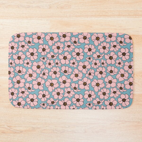 Item preview, Modern Pink Poppy Flowers On Teal Blue designed and sold by Phat Dog Designs .