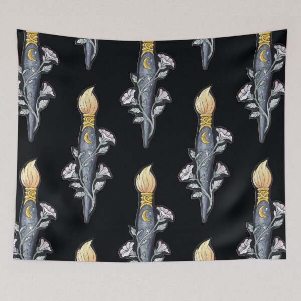 Item preview, Moonwoven Celestial Paintbrush with Moon and Flowers designed and sold by Darkfully-Done.