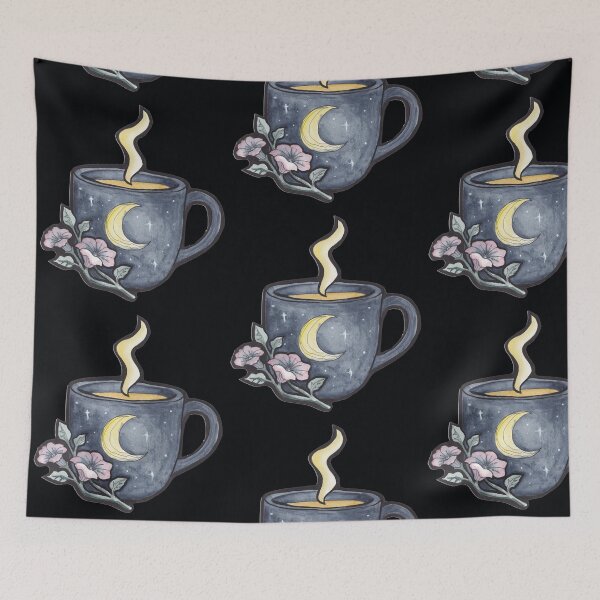 Item preview, Moonlit Coffee Cup with Flowers designed and sold by Darkfully-Done.