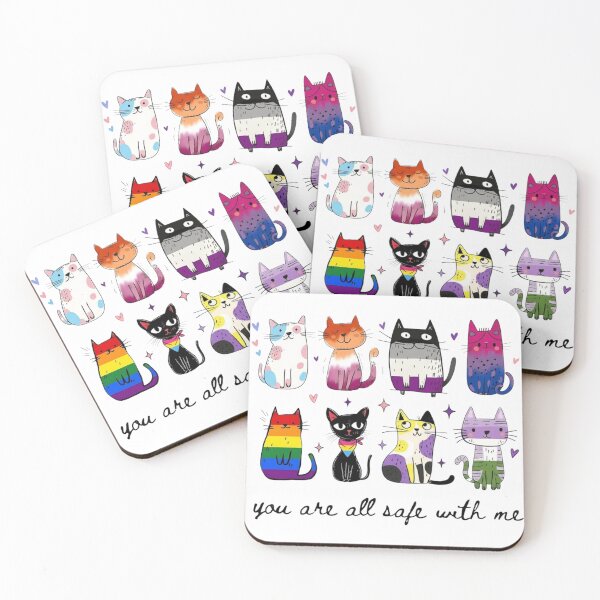 Item preview, Inclusive Pride, You Are All Safe With Me, Multi Flag LGBTQ Cat, Cute Queer Ally designed and sold by toongstudio.
