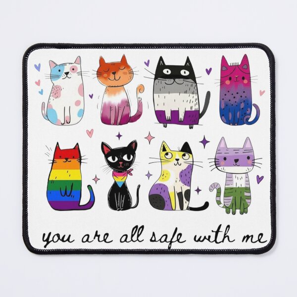 Item preview, Inclusive Pride, You Are All Safe With Me, Multi Flag LGBTQ Cat, Cute Queer Ally designed and sold by toongstudio.