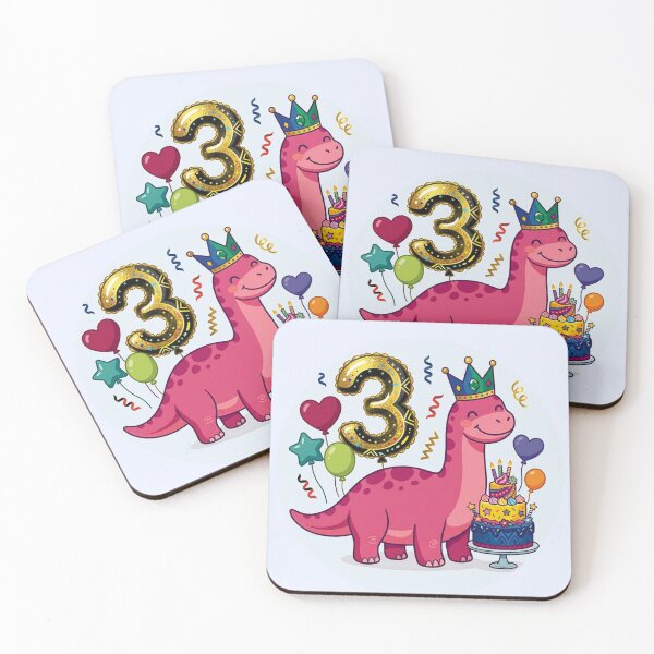 Item preview, Three long neck pink dino 3rd birthday girl gift dino lover designed and sold by Tronstell.