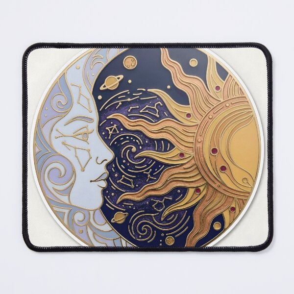 Item preview, Sun And Moon Art Nouveau Celestial Illustration designed and sold by LazyGeniusArt.