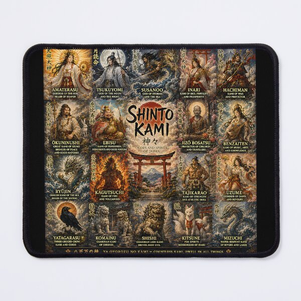 Item preview, Shinto Gods Collage | Japanese Mythology Pantheon Art Featuring Amaterasu, Susanoo & Tsukuyomi designed and sold by RockyLambda.