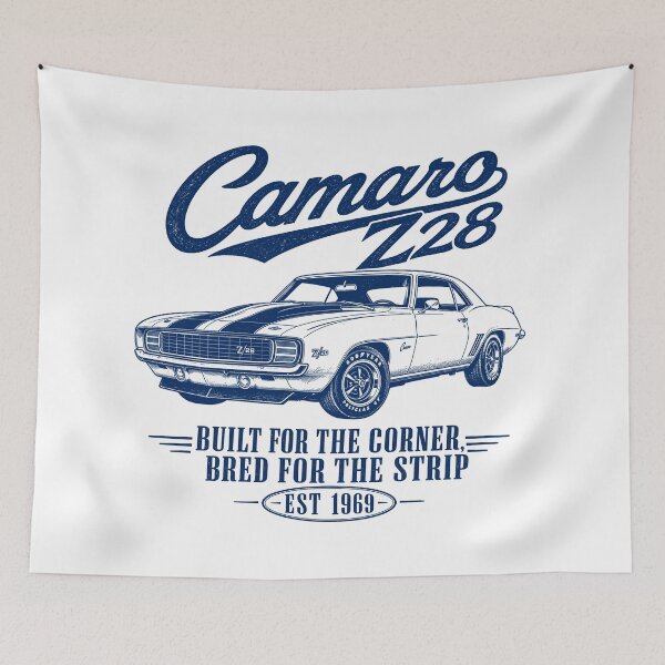 Item preview, Camaro Z28 1969 Vintage Muscle Car Art Print designed and sold by NullSpacePrints.