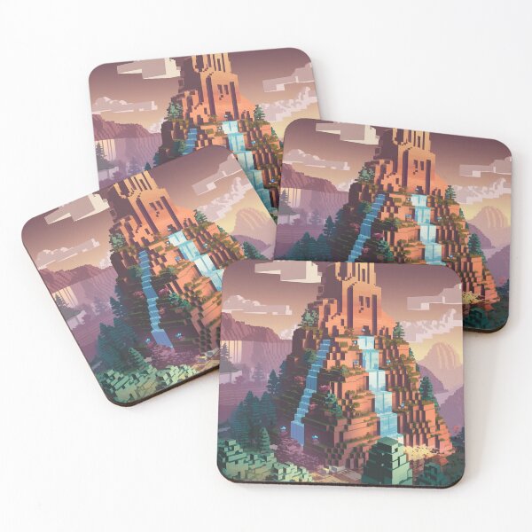 Item preview, The Mountain Kingdom, Voxel Art Print, Minecraft-Inspired Wall Decor designed and sold by LatentGoods.